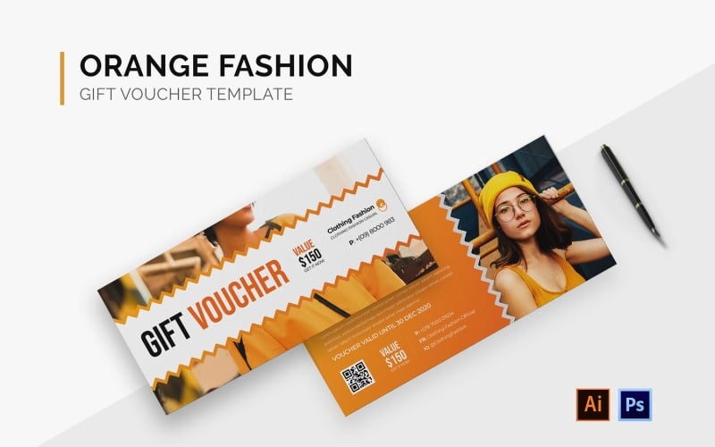 Orange Fashion Gift Voucher Corporate Identity