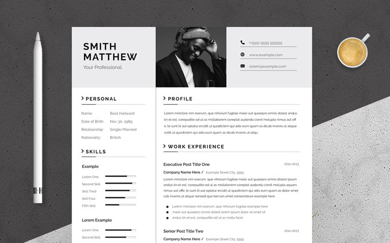 Professional Resume and Cover Letter Layout Resume Template