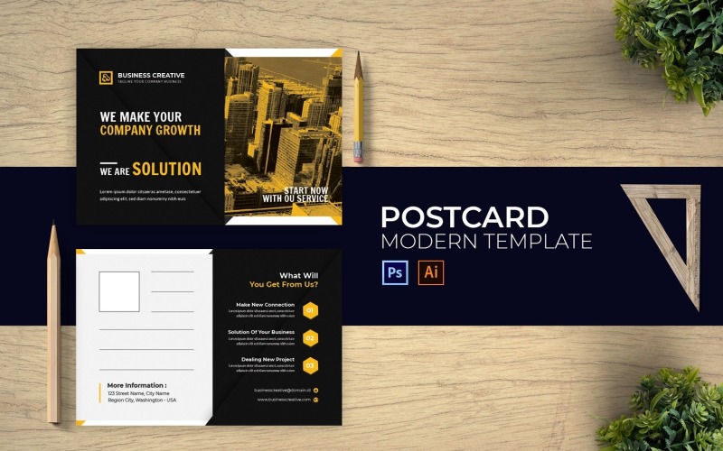 Solution Ideas Postcard Print Template Corporate Identity