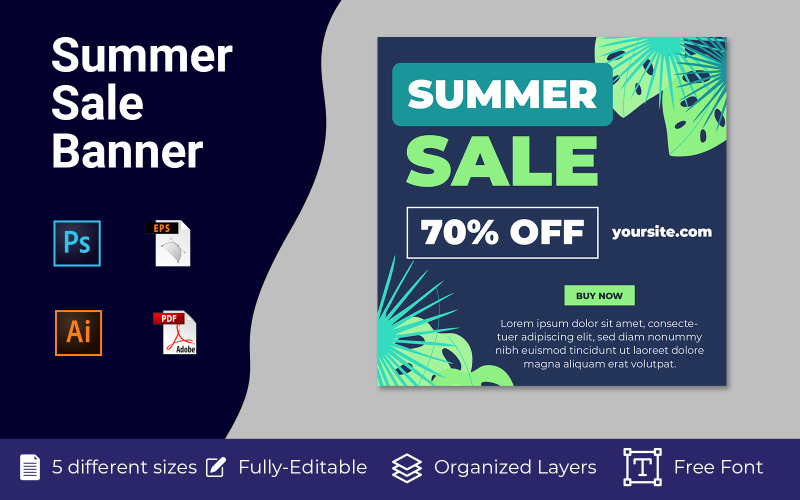 Summer Sale Banner Suitable For Social Discount Banners Design Social Media