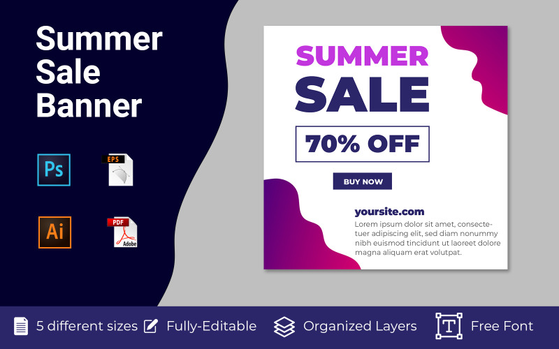 Summer Sale Banner Suitable For Social Discount Banners Social Media