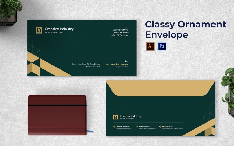 Classy Ornament Envelope Print Template Corporate Identity
