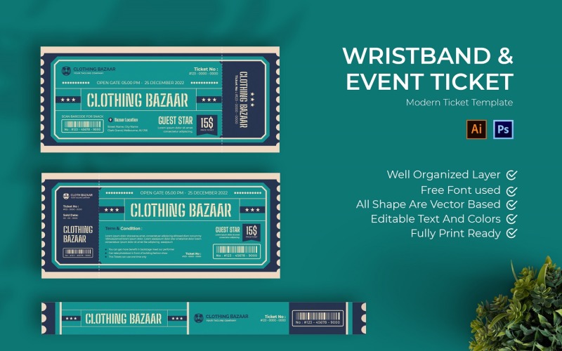 Clothing Bazaar Ticket Print Template Corporate Identity