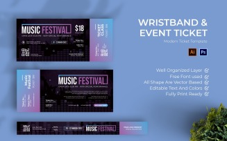 Festival Music Ticket Print Template