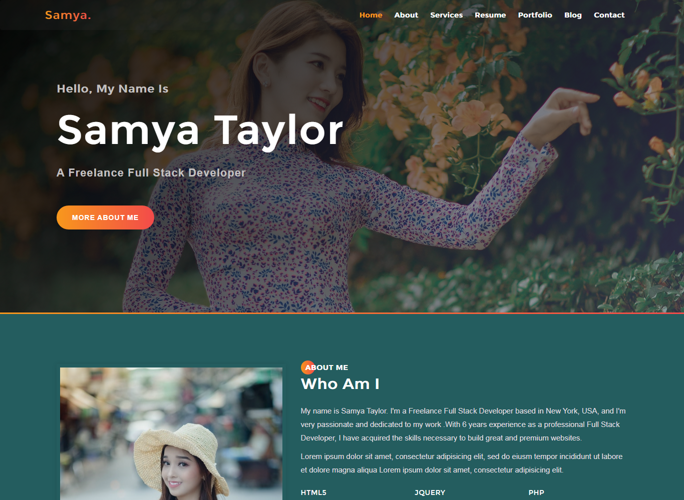 Samya - Personal Portfolio Landing Page Template