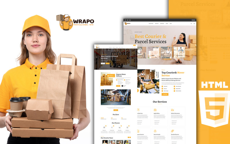 Wrapo Courier Shipping and Logistic Services HTML5 Temaplate Website Template