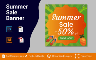 Social Media Summer Sale Banner Ad Design