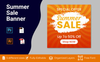Social Media Summer Sale Internet Banner Design