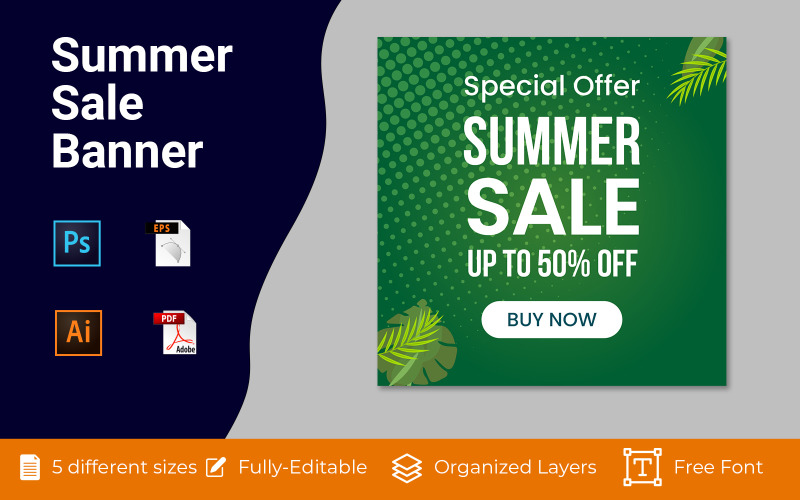 Summer Sale Ad Banner Background Design Social Media