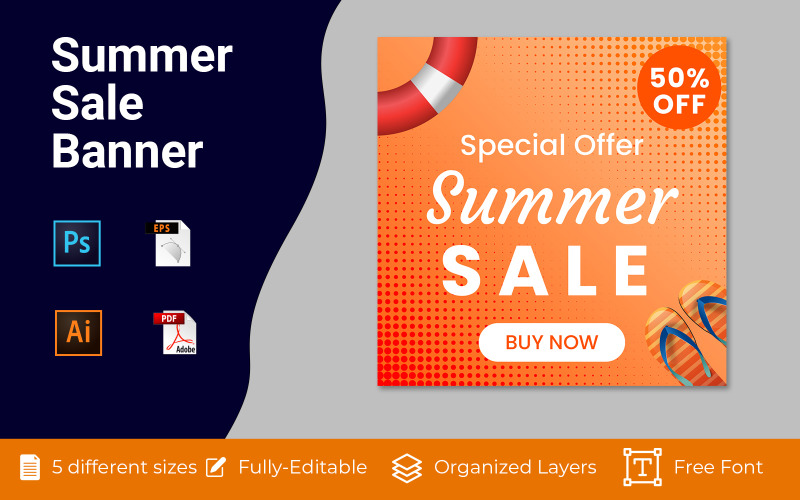 Summer Sale Advertising Banner Design Social Media