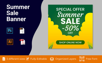 Summer Sale Discount Web Ad Banner Design