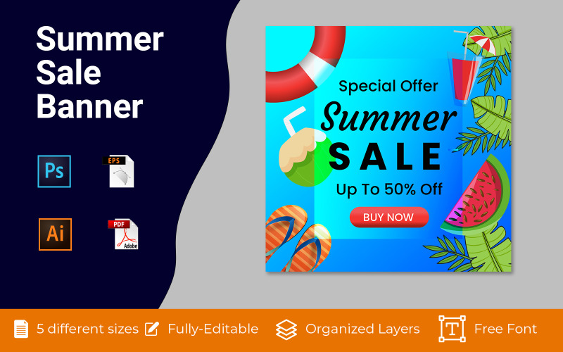Summer Sale Social Advertising Banner Background Social Media