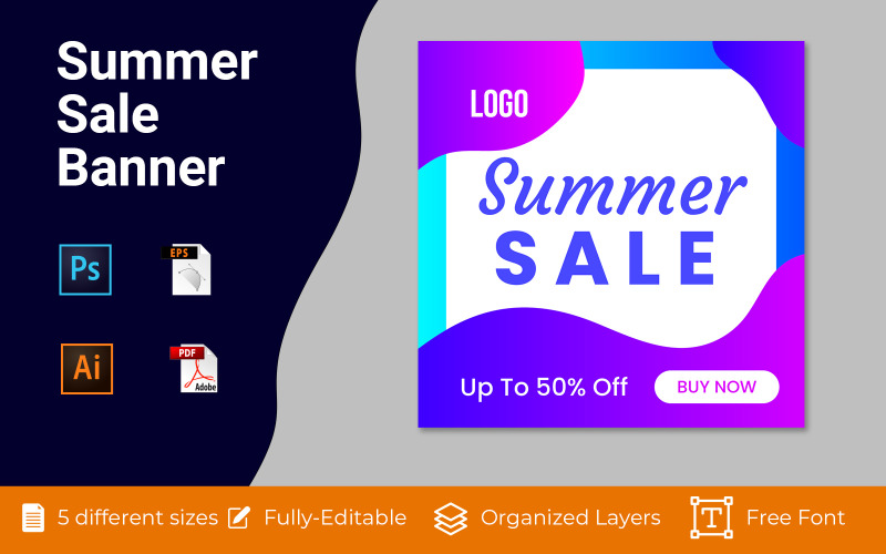 Summer Sale Social Advertising Banner Design Social Media