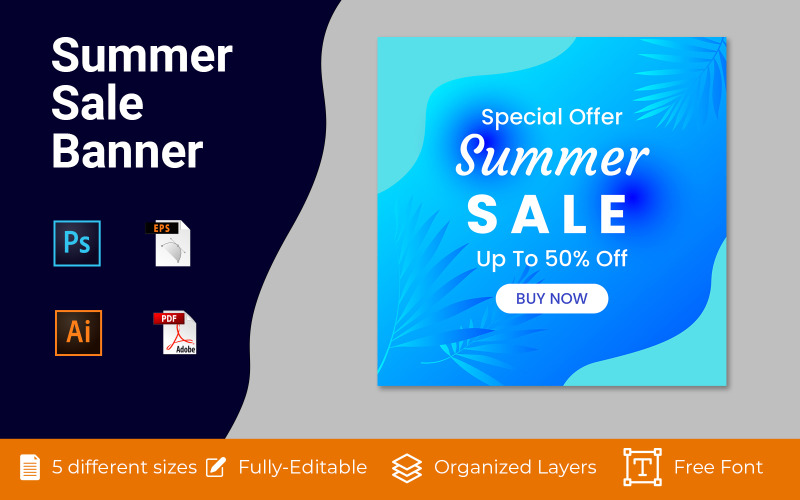 Summer Sale Vacation Social Ad Design Social Media