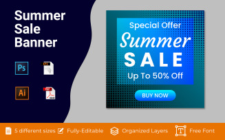 Summer Vacation Sale Social Advertising Banner Design