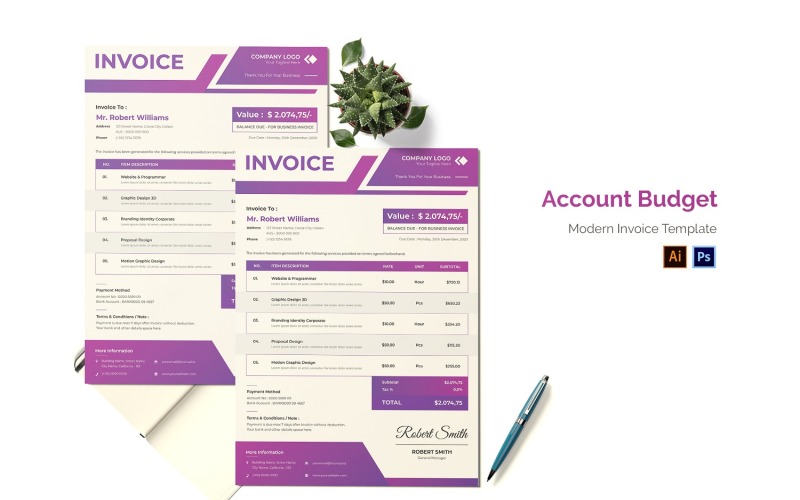 Account Budget Invoice Print Template Corporate Identity