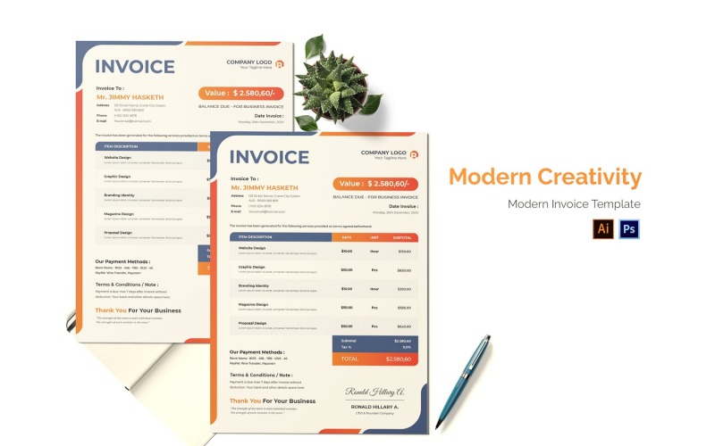 Modern Creativity Invoice Corporate Identity