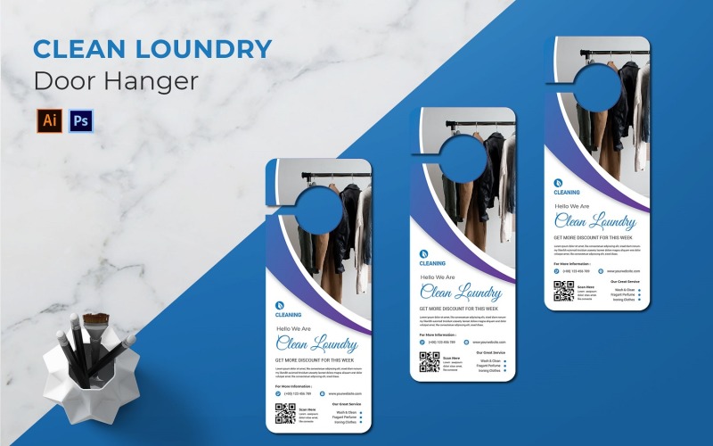 Clean Loundry Door Hanger Corporate Identity