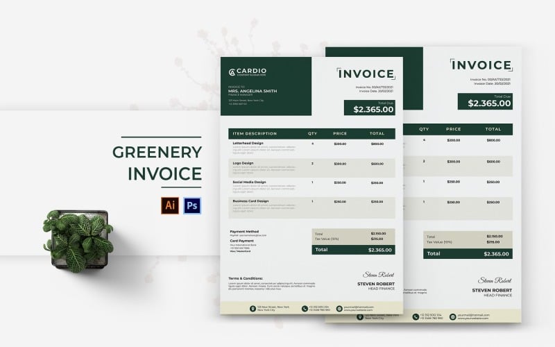 Greenery Invoice Print Template Corporate Identity