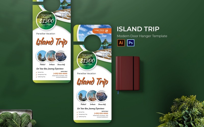 Island Trip Door Hanger Print Template Corporate Identity