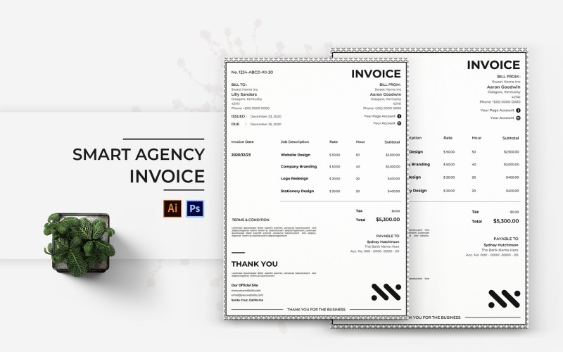 Smart Agency Invoice Print Template Corporate Identity