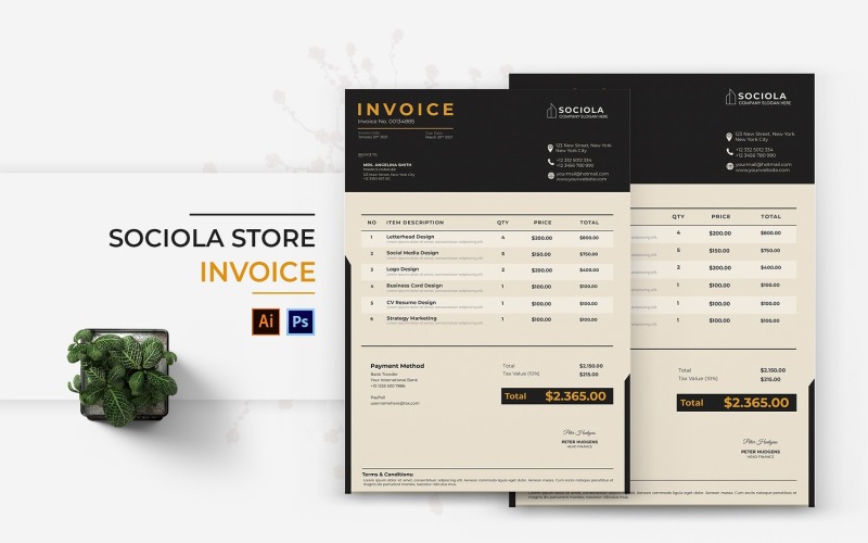 Sociola Store Invoice Print Template Corporate Identity
