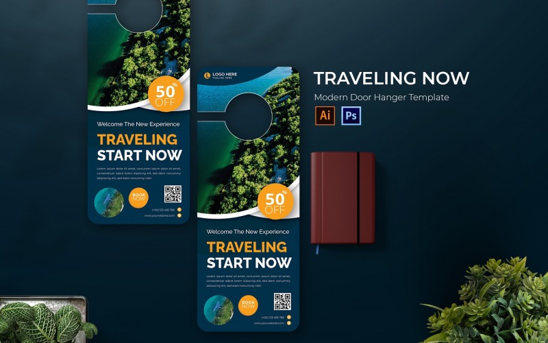 Traveling Now Door Hanger Corporate Identity