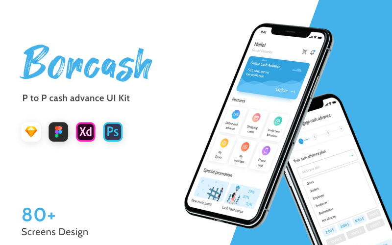 Borcash - P2P Lending Mobile UI Elements