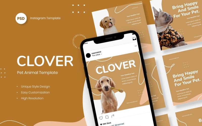 Clover - Pet Animal Instagram Post Template Social Media
