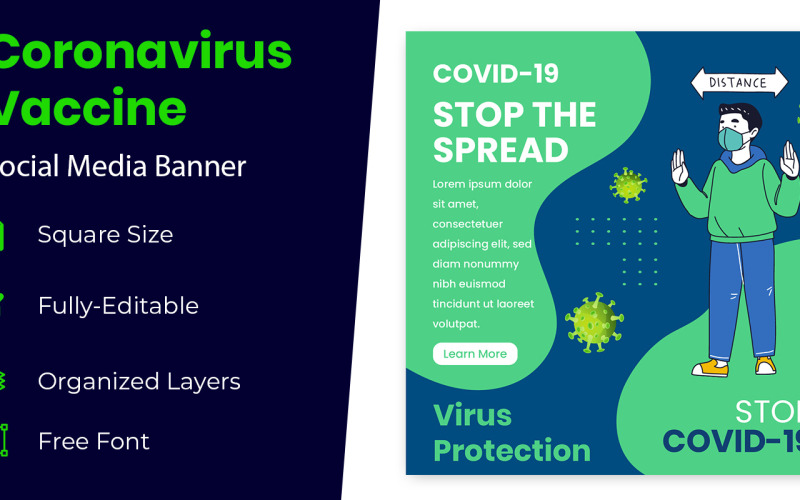 Coronavirus Vaccine Banner Design Social Media