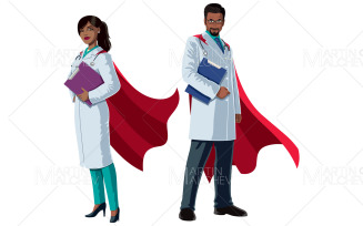 Indian Doctor Superheroes on White Vector Illustration.