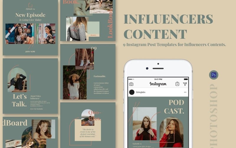 Influencer Content Instagram Post Template Social Media