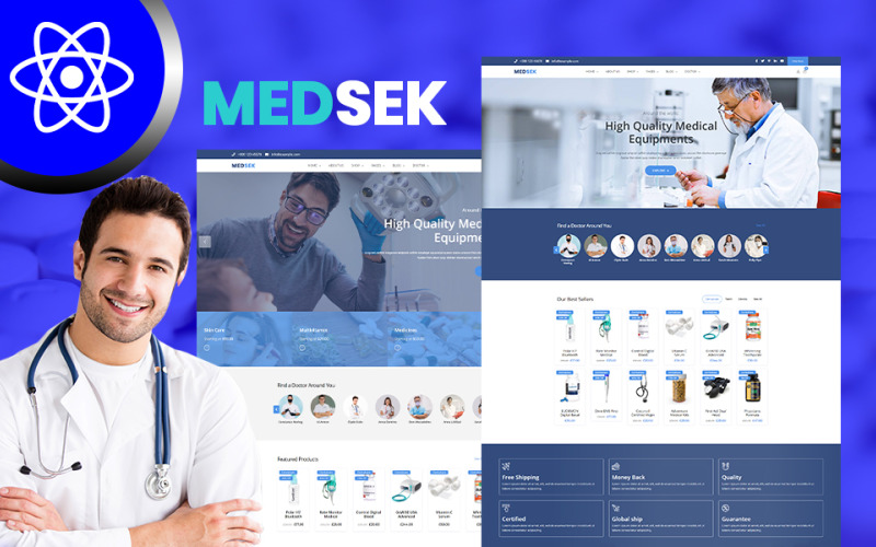 Medsek | Pharmacy Medical Equipment React JS Template Website Template