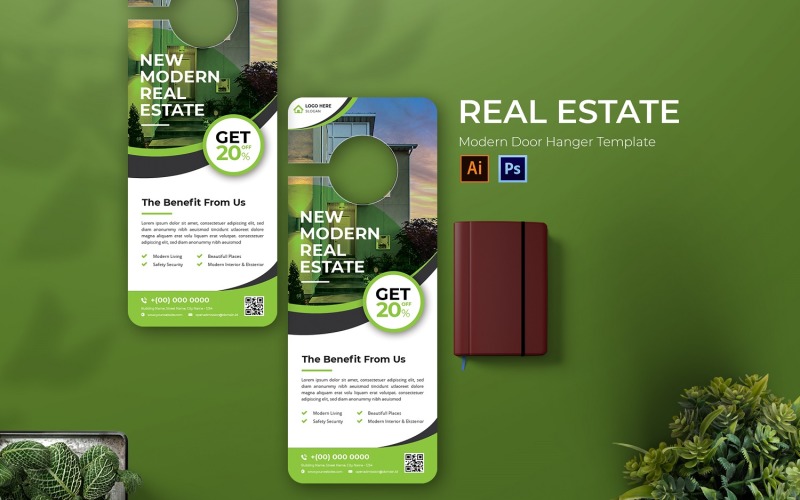 Real Estates Door Hanger Print Template Corporate Identity