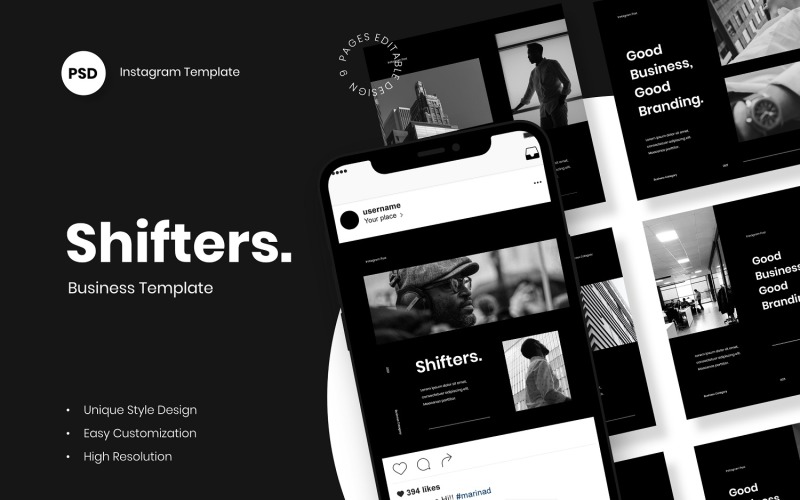 Shifters - Creative Business Instagram Post Template Social Media