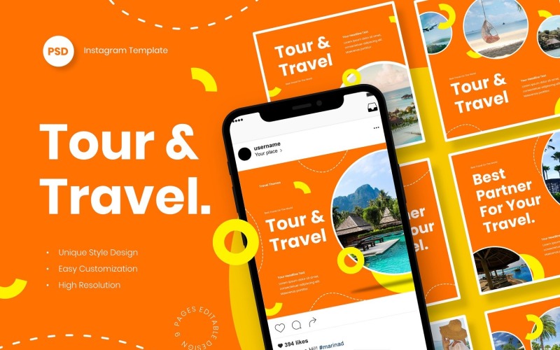 Tour & Travel Business Instagram Post Template Social Media