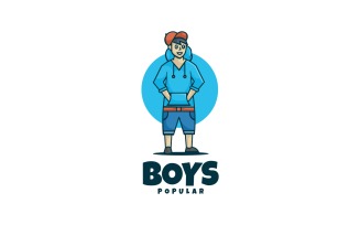Boys Cartoon Character Logo Template