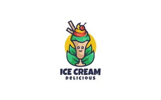 Ice Cream Mascot Cartoon Logo Template