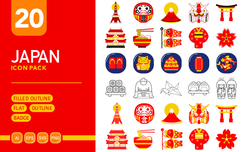 Japan Country - Vector Icon Pack Icon Set