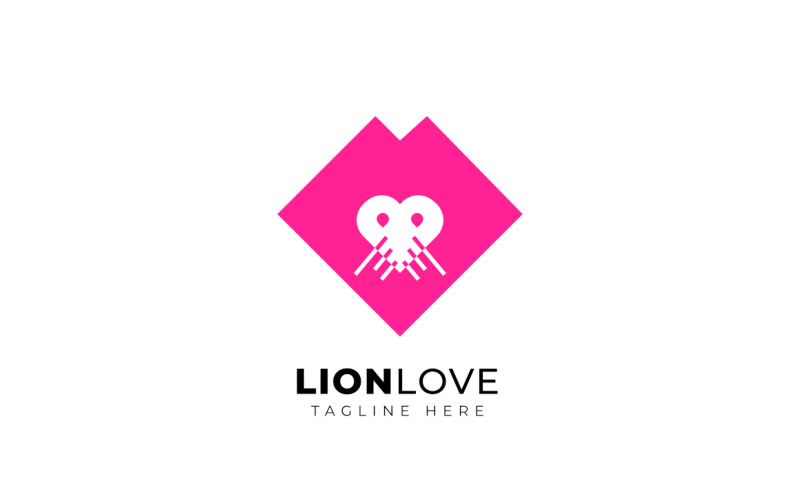 Lion Love - Pink Logo Design Template Logo Template