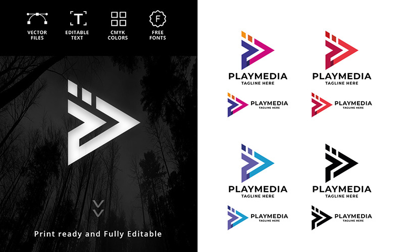 Professional Media Player Letter P Logo Logo Template