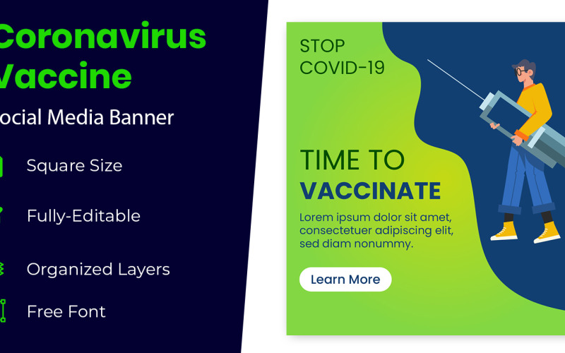 Stop Covid-19 Vaccine Social Media Design