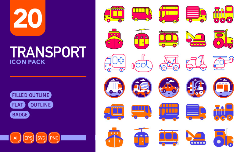 Transport - Vector Icon Pack Icon Set