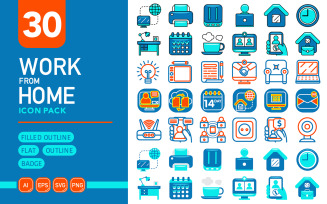 Work From Home - Vector Icon Pack