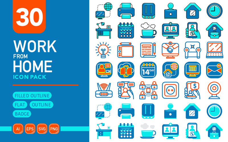 Work From Home - Vector Icon Pack Icon Set