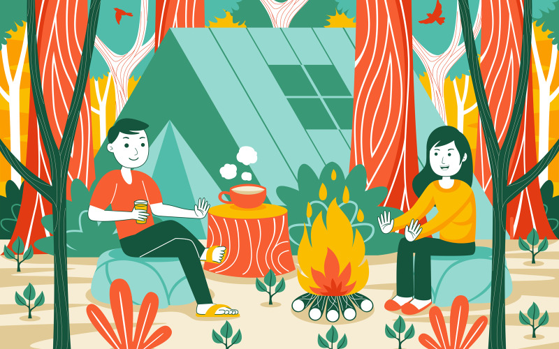 Camping - Vector Illustration #01 Vector Graphic