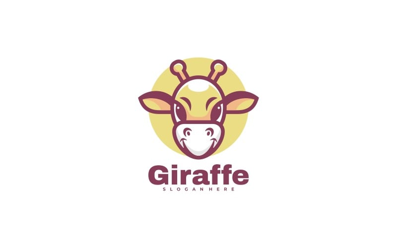 Giraffe Mascot Cartoon Logo Template