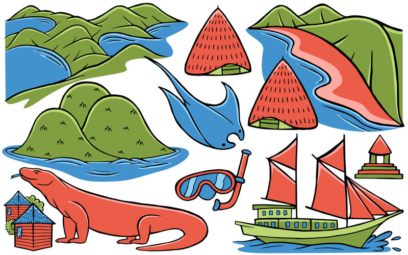 Labuan Bajo - Doodle Vector #01 Vector Graphic