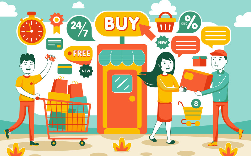 Online Shopping - Vector Illustration #01 Vector Graphic