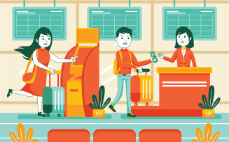 People in Airport - Vector Illustration #01